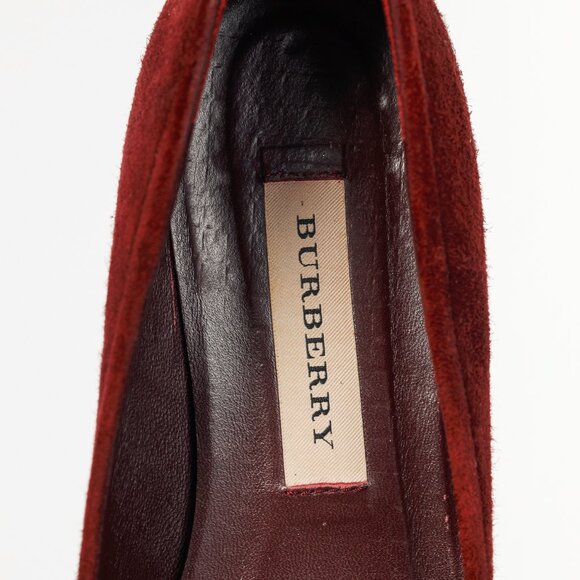 Burberry Leygreen Mahogany Red Suede Trench Buckle Ballerina Flats - Picture 11 of 13